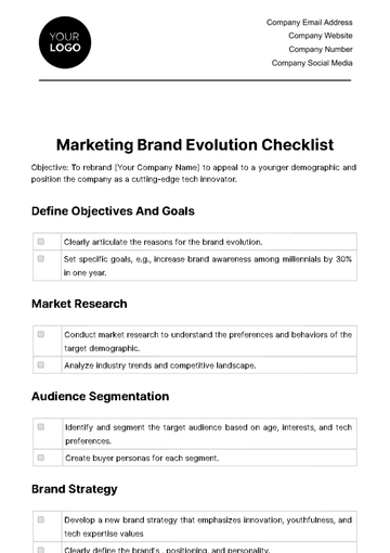 Free Marketing Brand Evolution Checklist Template to Edit Online