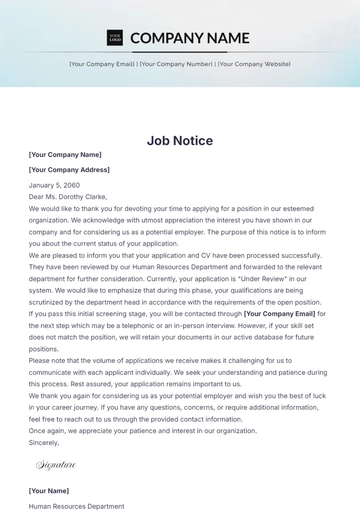 Free Job Notice Template to Edit Online