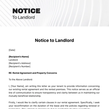 Free Notice To Landlord Template to Edit Online