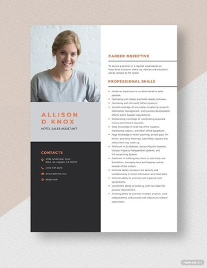 Hotel Sales Assistant Resume