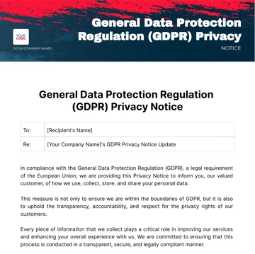 Free General Data Protection Regulation (GDPR) Privacy Notice Template to Edit Online