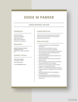 Human Resource Adviser Resume