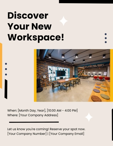 Free Co-working Space Open House Flyer Template to Edit Online