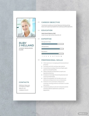 Human Resources Clerk Resume