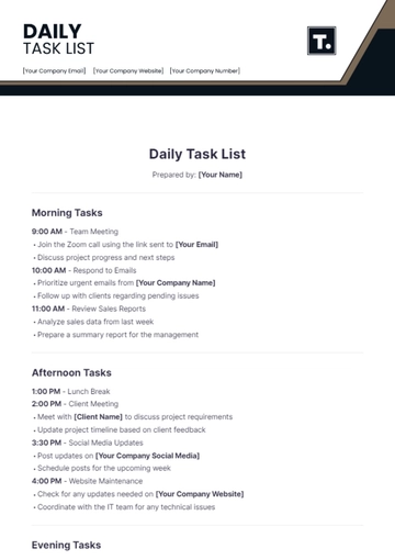 Free Daily Task List Template