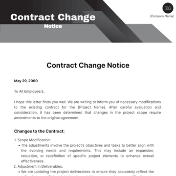 Free Contract Change Notice Template to Edit Online