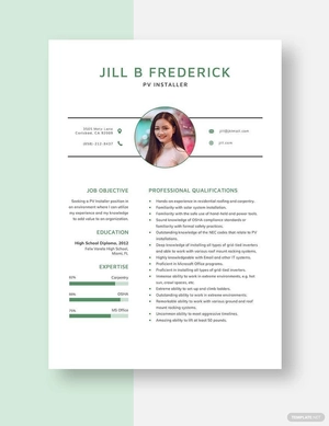 PV Installer Resume