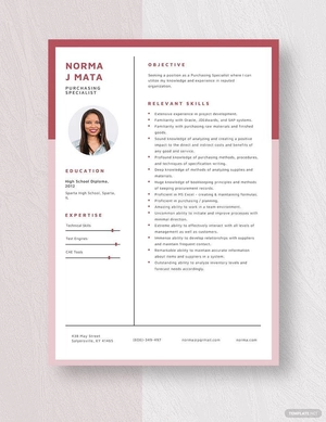 Purchasing Specialist Resume