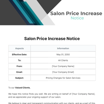 Free Salon Price Increase Notice Template to Edit Online