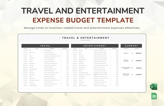 Travel and Entertainment Expense Budget Template