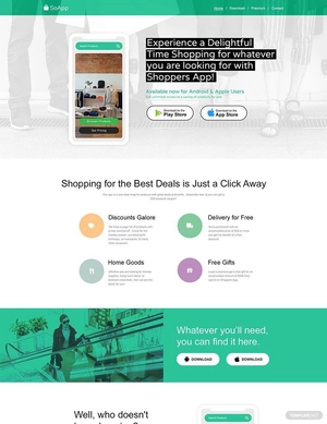 Shopping App PSD Landing Page Template