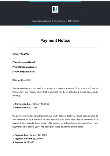 Free Payment Notice Template to Edit Online