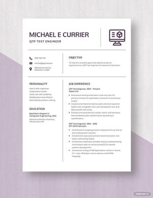 QTP Test Engineer Resume