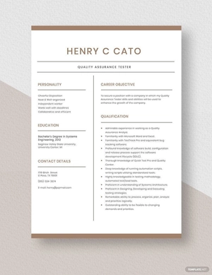 Quality Assurance Tester Resume