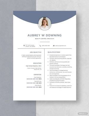Quality Control Specialist Resume