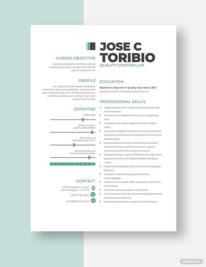 Quality Controller Resume