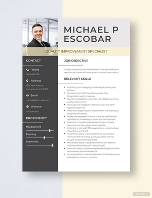 Quality Improvement Specialist Resume