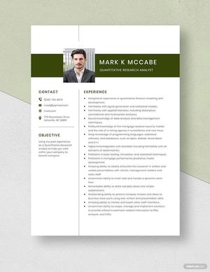 Quantitative Research Analyst Resume