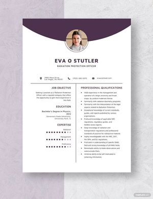 Radiation Protection Officer Resume