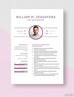 Real Estate Appraiser Resume