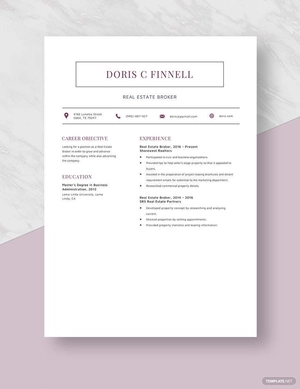 Real Estate Broker Resume