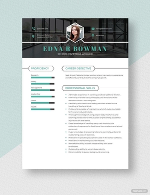 School Cafeteria Worker Resume