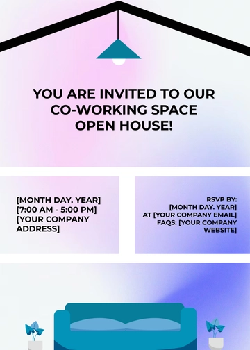 Free Co-working Space Open House Invitation Card Template to Edit Online