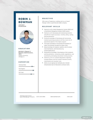 Import Manager Resume