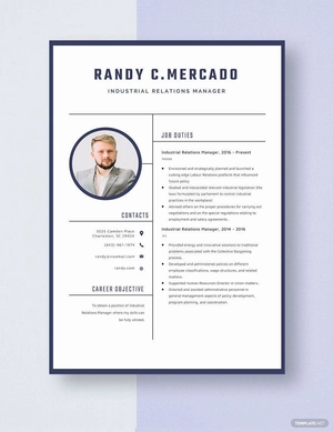Industrial Relations Manager Resume