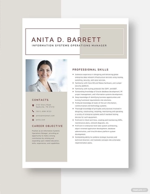 Information Systems Operations Manager Resume
