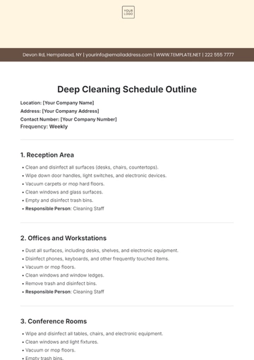 Free Deep Cleaning Schedule Outline Template to Edit Online