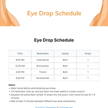 Free Eye Drop Schedule Template to Edit Online