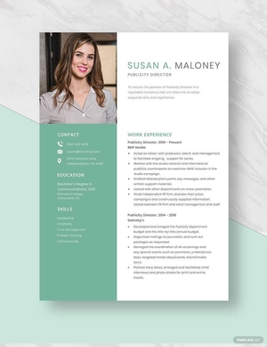Publicity Director Resume