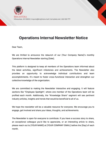 Free Operations Internal Newsletter Notice Template to Edit Online