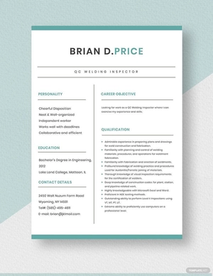 QC Welding Inspector Resume