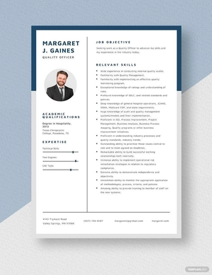 Quality Officer Resume