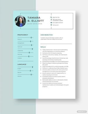 Quant Developer Resume