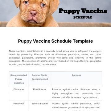 Free Puppy Vaccine Schedule Template to Edit Online