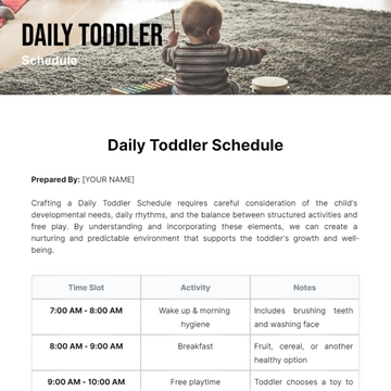 Free Daily Toddler Schedule Template to Edit Online