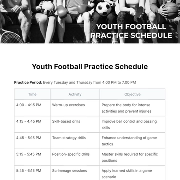 Free Youth Football Practice Schedule Template to Edit Online Free Youth Football Practice Schedule Template to Edit Online