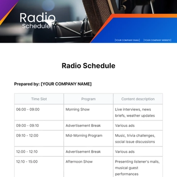 Free Radio Schedule Template to Edit Online