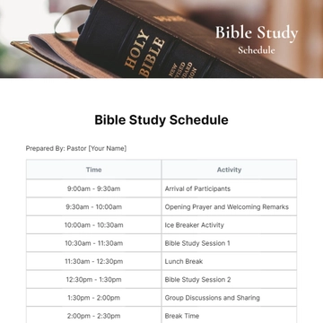 Free Bible Study Schedule Template to Edit Online