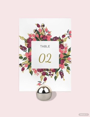 Pink Floral Wedding Table Card Template