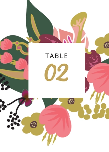 Free Pink Floral Wedding Table Card Template to Edit Online