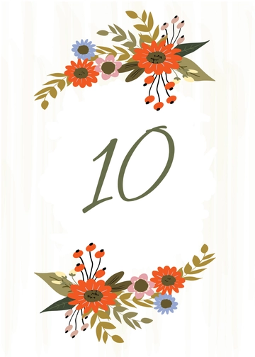 Free Small Flower Wedding Table Card Template to Edit Online