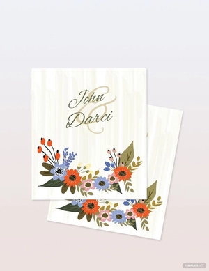 Small Flower Wedding Place Card Template