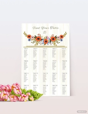 Small Flower Wedding Seating Chart Template