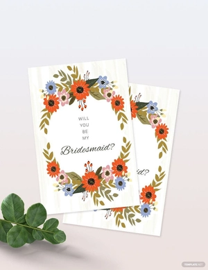 Small Flower Wedding Will You Be My Bridesmaid Card Template