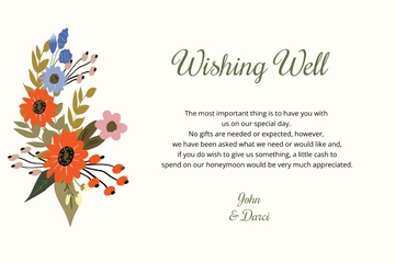 Free Small Flower Wedding Wishing Well Card Template to Edit Online