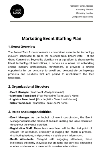 Free Marketing Event Staffing Plan Template to Edit Online